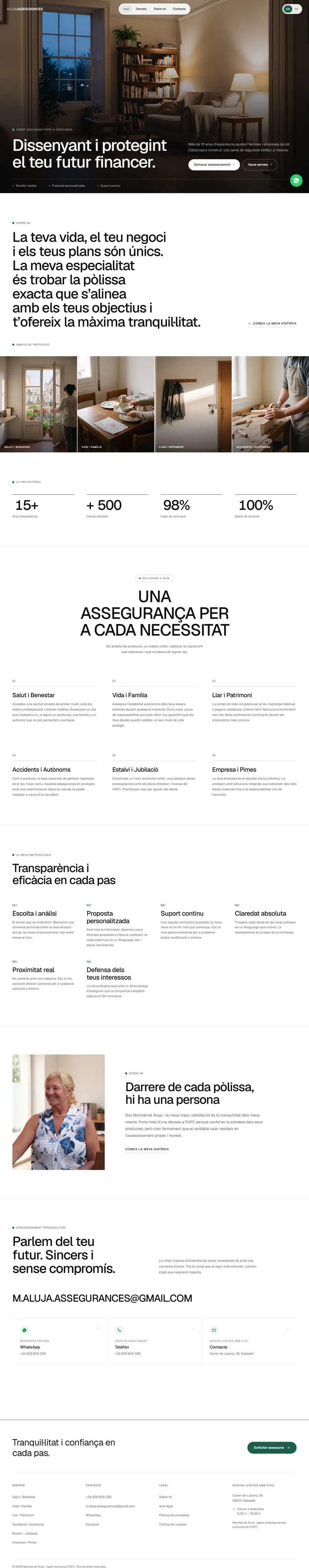 La página de inicio completa, en escritorio