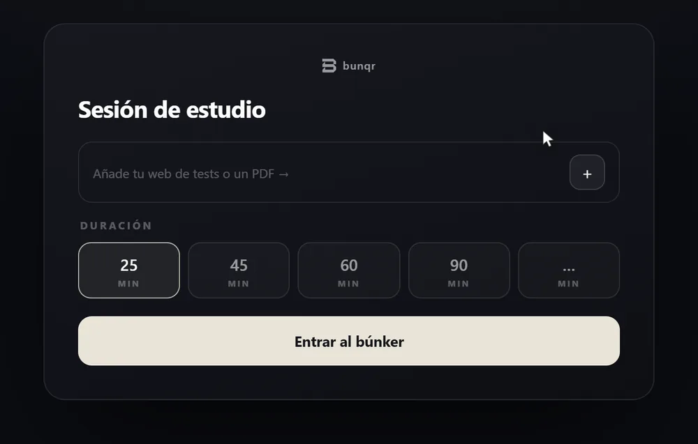 La tarjeta Sesión de estudio: qué estudiar y cuántos minutos