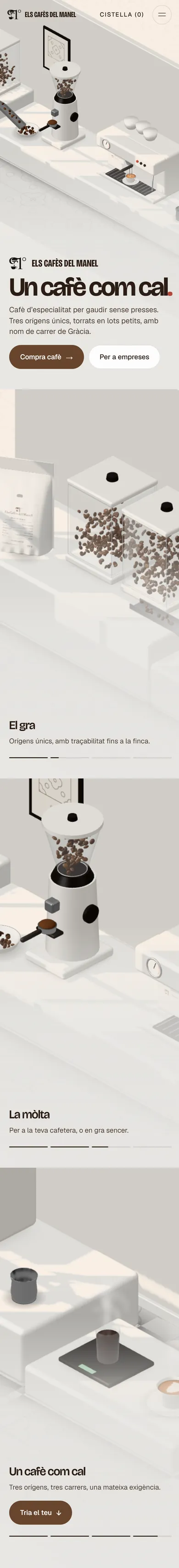 La página de inicio en un móvil