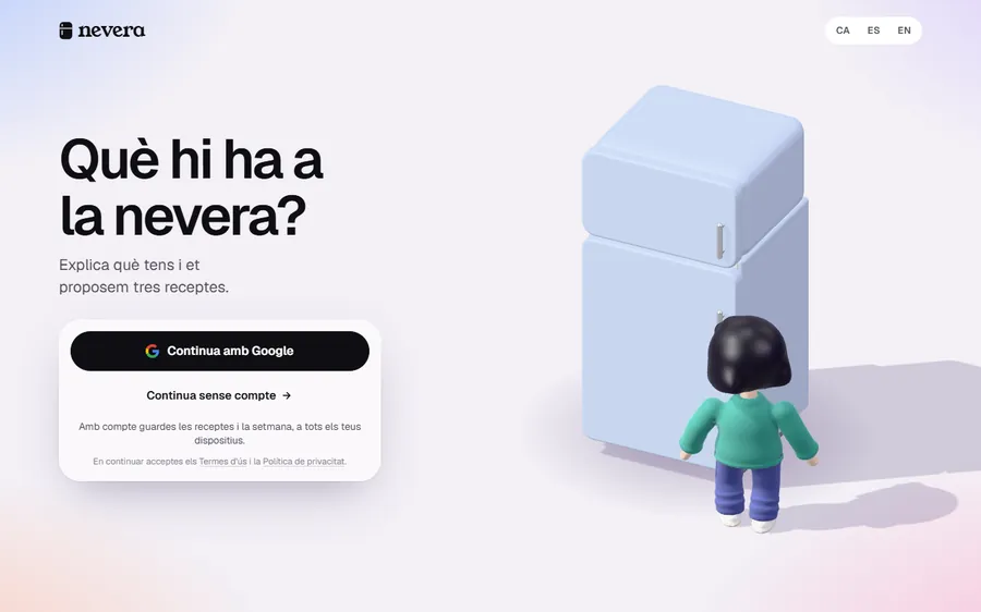 La página de inicio completa, en escritorio