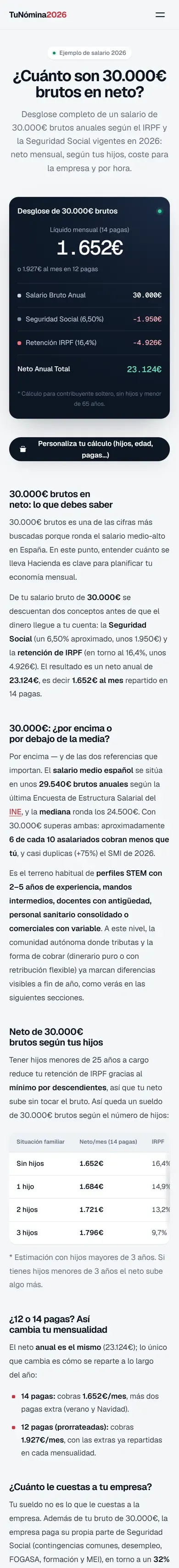 La página de 30.000 euros brutos en neto en un móvil